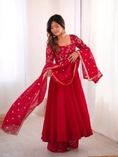 New Designer Crunchy Silk Pink Gown Bottom With Dupatta For Wedding Wear