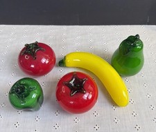 Vtg Hand Blown Murano Style Glass Fruit Veggie Pepper Tomato Banana Pear Lot 5