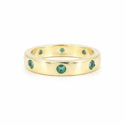 16.2 Ct. Round Cut Green Emerald 18k Yellow Gold Vermeil Ring In 925 Silver