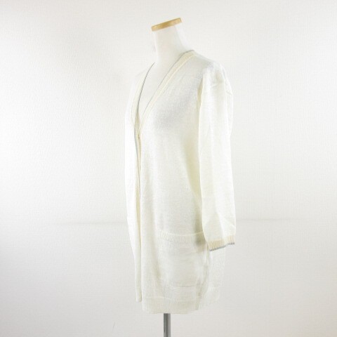 Artisan Leinen Strick Cardigan Damen 3/4 Arm weiß Gr. M gebraucht - Bild 6 von 8