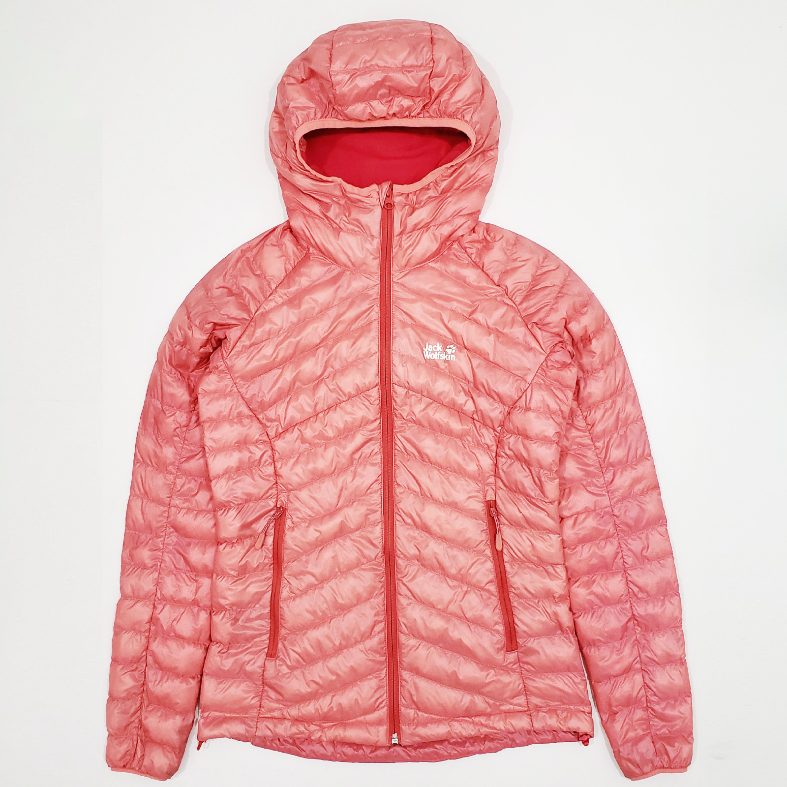 JACK WOLFSKIN 1205371 Mountain 700 Down Padded Quilt Jacket Hood Lightweight S-M