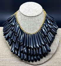 Joan Rivers 20TH ANNIVERSARY BLACK FRINGE LAYERED COLLAR NECKLACE NIB