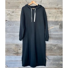 Madewell MWL Womens Betterterry Hoodie Sweatshirt Dress M Black Loungewear Cozy
