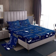 Kids Football Bedding Set Twin Size Rugby Sports Bed Sheets Set for Boys Girl...