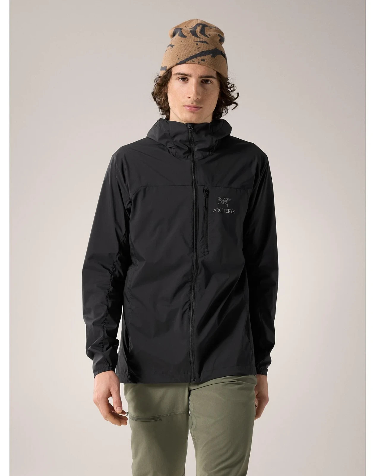 ARC'TERYX Giacca con cappuccio zip intera leggera nera ARCTERYX Squamish originale uomo taglia S M