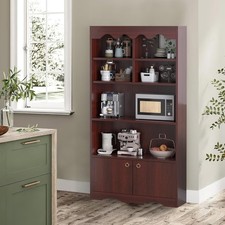 Modern Display Cabinet W/ Doors & Adjustable Shelves 63" Tall Bookshelf for Home