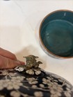 Vintage Black & White Chinese Cloisonne Enamel Lidded Bowl w/Flower And Dragon — photo 6