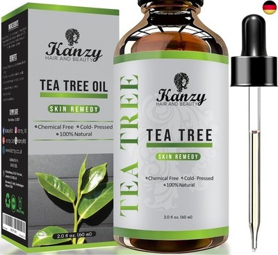 Kanzy Teebaumöl Bio Naturrein 60ml mit Pipette Kaltgepresst Tea Tree Oil für G