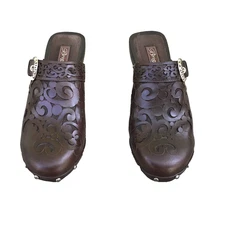 Brighton Clogs Brown Women’s Size 7.5 Leather Wood