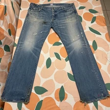 Prps Blue Jeans Men's 42 (44x34) Distressed Japanese Denim Button Fly Splatter