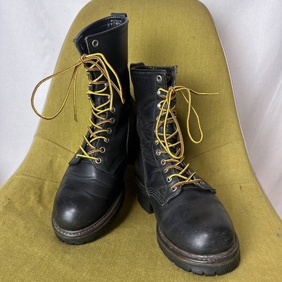 RedWing Boots 699 Leather Black Logger Boots Size 6.5C