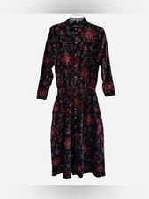 90s VTG Eddie Bauer Dark Floral Maxi Dress Cottagecore Modest Prairie Mom MP
