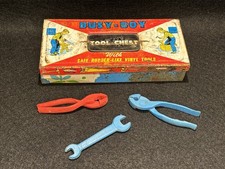 Busy-Boy Tool Chest The Ohio Art Co. Vintage Children's Tin Toolbox W/3 Tools