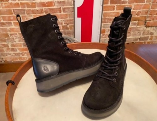 Black Suede Lace-Up Ankle Boot Rami 38 