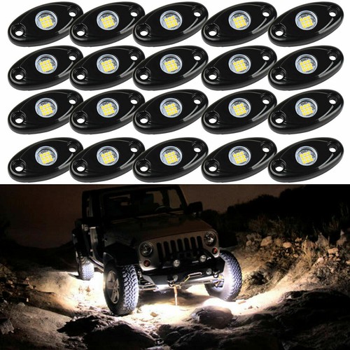 20X White LED Rock Lights Underbody Trail Rig Glow Lamp Offroad SUV Pickup Truck - 第 1/15 張圖片