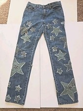Moschino Vintage Star Patch Denim Donna Jeans Size 26 Beauties 