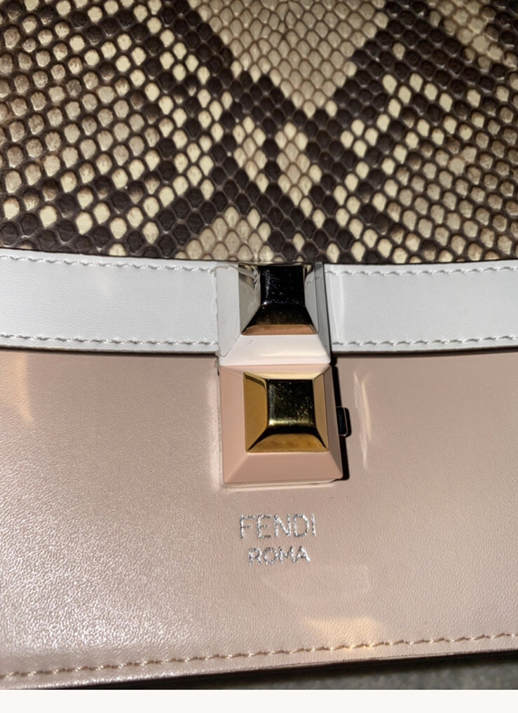 Authentic Fendi Kan I shoulder bag Baby Pink Python Skin Rrp £2300 New With Tags image 4