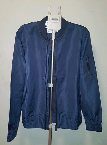 L Harrington Topman Blu scuro impermeabile Cappotto Giubbotto Taglia bomber leggero Uomo Zvv4aqA