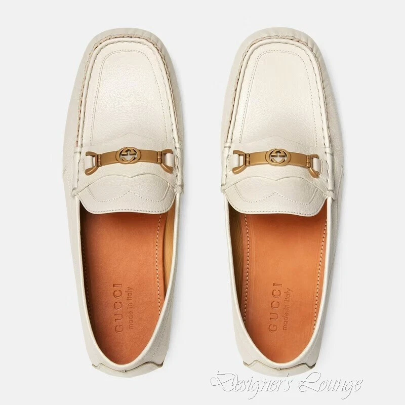 Mocassin homme GUCCI 7G / US 7,5 imbriqué G cuir d'équitation neuf