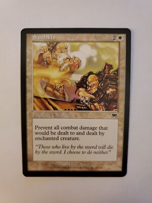 MTG Magic The Gathering Card Sandskin Enchant Creature White Onslaught 