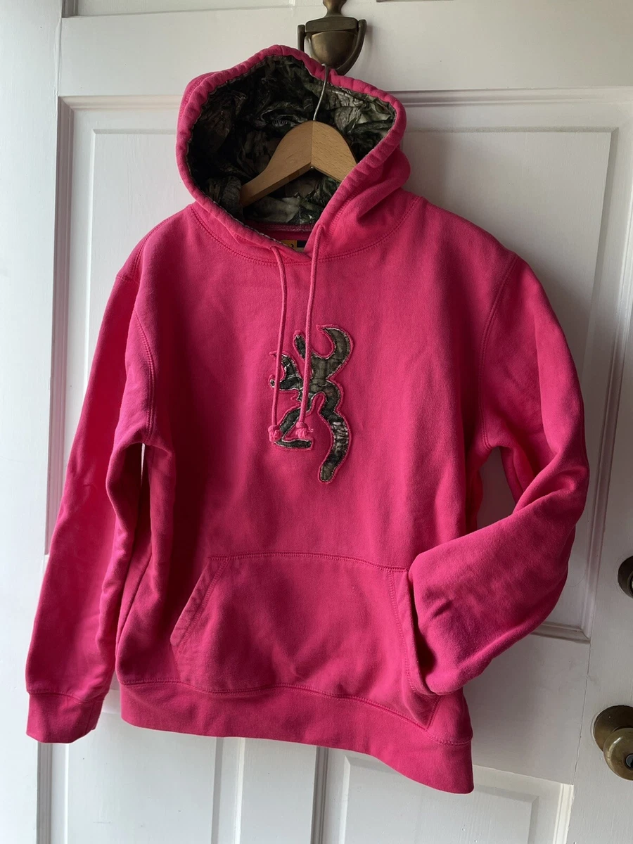 Browning Camo Hot Pink Ladies Sweatshirt Hoodie Size L Magenta Deer  Pre-Owned