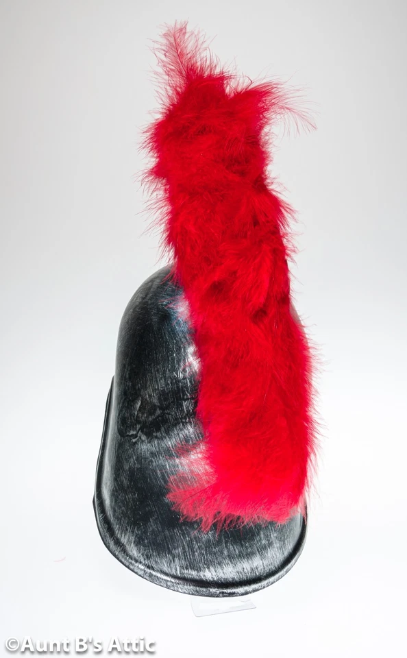 Casco soldado romano cepillado plateado aspecto metálico plástico disfraz casco con rojo Foto 3 de 3