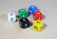 Koplow Games Six-Sided D3 dice, Choose your Color!