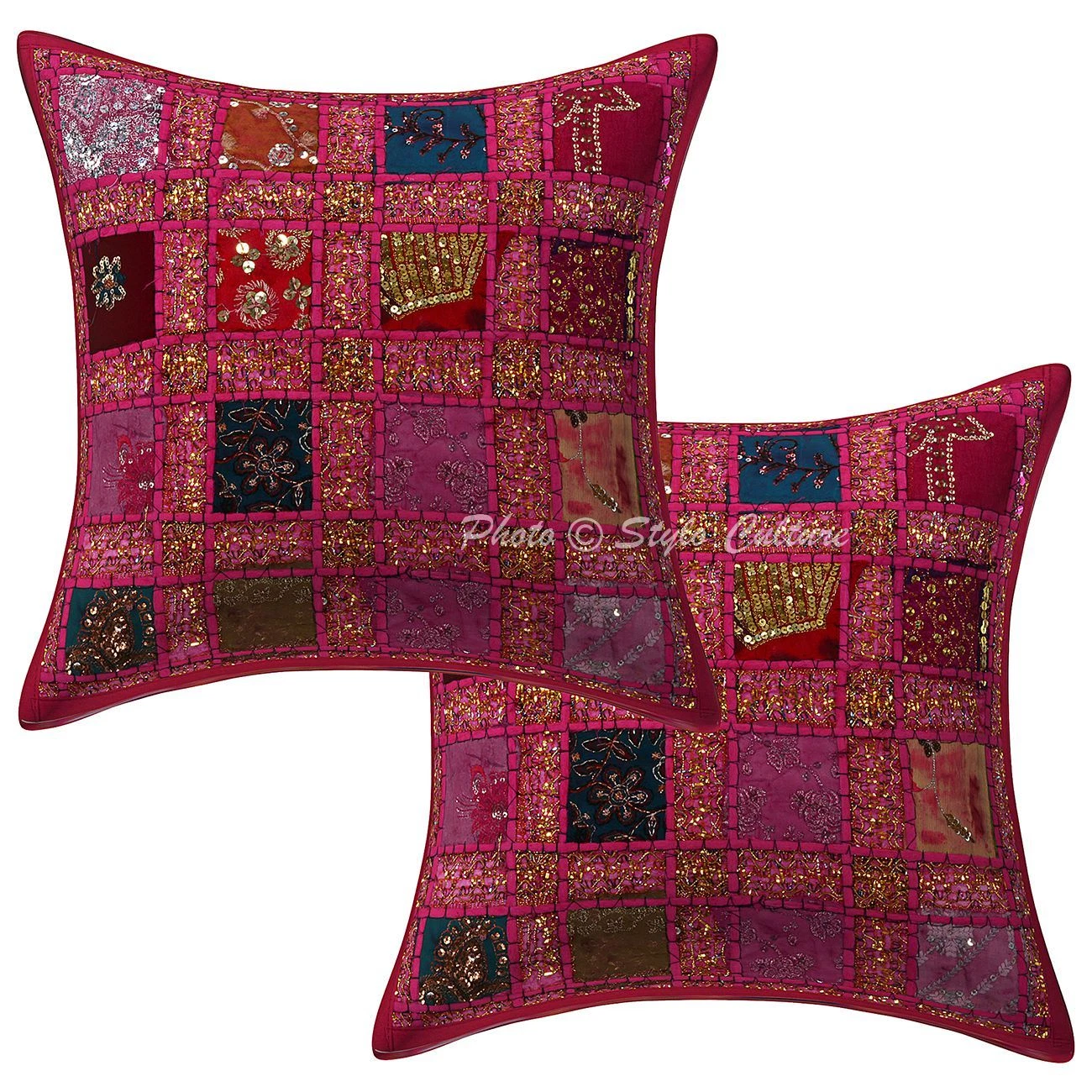 Indian Home Decor Patchwork Cushion Cover Throw Handmade Pillow Case Cover