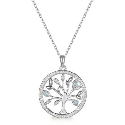 0,75 ct Moissanit Lebensbaum 14k Weißgold Anhänger 18'' Halskette Neu Geschenk