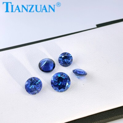 Lab Grown Cornflower Blue Sapphire Round shape loose gemstone with  Inclusions