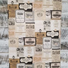 Traditional Vintage French Wine Labels Cottage Country Chic Designer Wallpaper  
