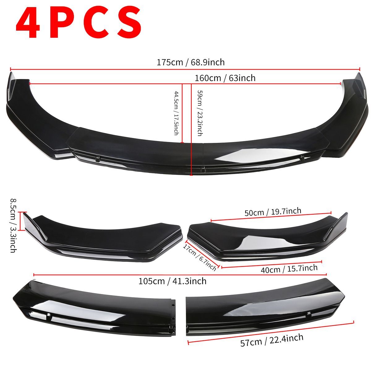 Front Bumper Lip Spoiler For 2013-2015 Honda Civic Sedan (9th Gen) - Black, ABS