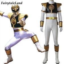 White Ranger Tommy Oliver Dino Rangers Uniform Breastplate Cosplay Costume Suit