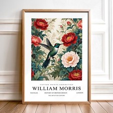 William Morris Inspired Cotton Prints Exhibition Poster Art Humming Birds
