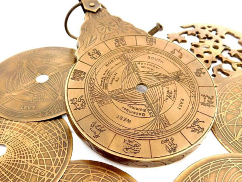 Astrolabio vintage ottone 8" navigazione globo inglese antico marittimo... - Foto 1 di 8