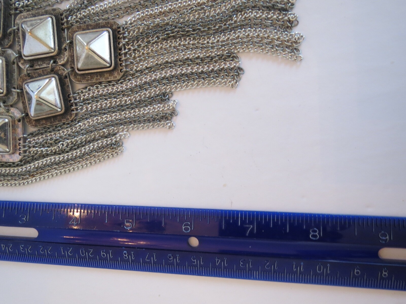 Dramatic STATEMENT NECKLACE Silver Tone Cascading… - image 3