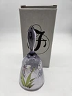 Fenton Art Glass Hand Painted Flowers Pink Diamond Optic Bell 4.5" Artist Signed