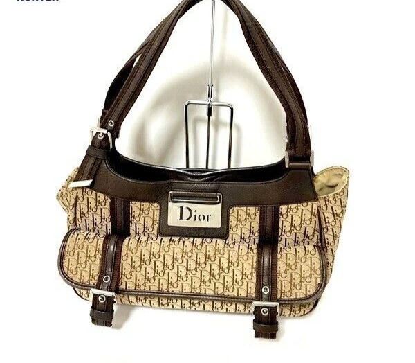 Sac fourre tout Christian Dior Trotter Street Chic Handog logo marron toile cuir