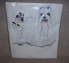 Maltese Dog Print Adult Size Kitchen Chef's Apron with Pocket by Zeppa Studios