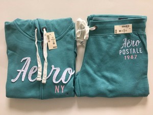 Aeropostale Aero Women's Hoodie & Sweat Pants Matching Set Mint Green Cinch XL!! | eBay