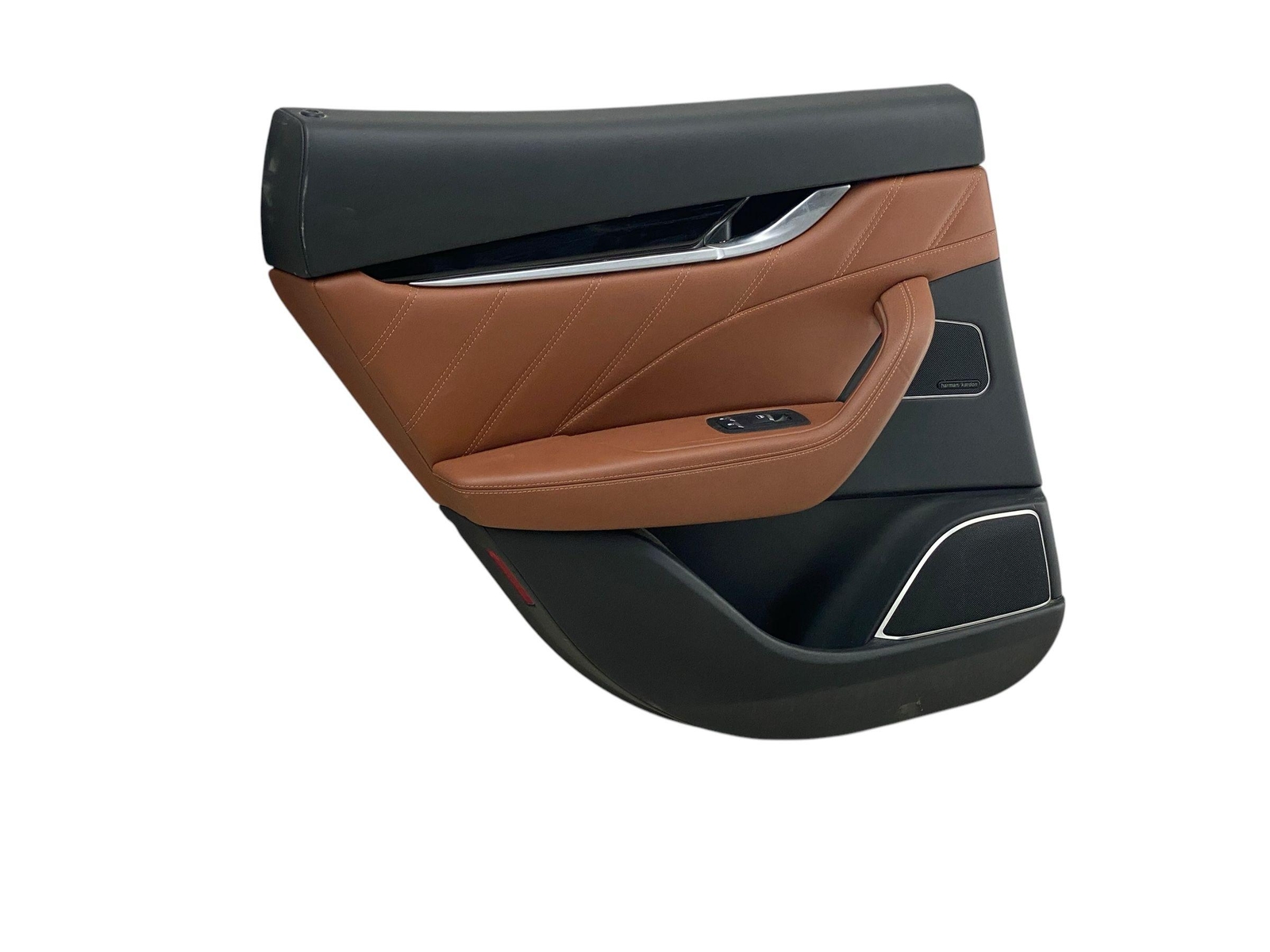 2017-2022 MASERATI LEVANTE REAR LEFT INTERIOR LEATHER DOOR PANEL BLACK & TAN