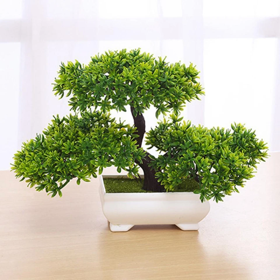 Albero bonsai artificiale Pino realistico in vaso per caminetto da ufficio - Immagine 3 di 4