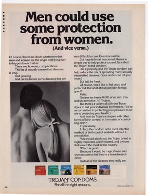 vintage '80s magazine print ad TROJAN CONDOMS For all the right reasons health