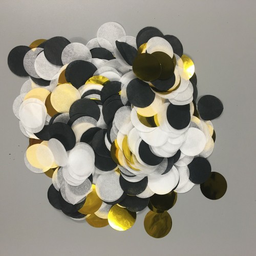 2500pc 2.5cm Gold Black WhiteTissue Paper Confetti/ Foil Confetti for Balloons T - Picture 2 of 3