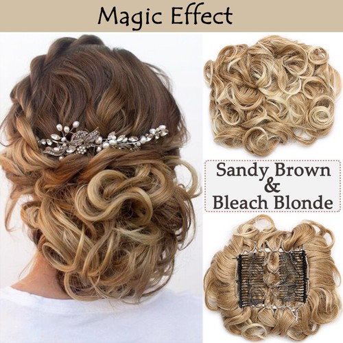 Real Thick Hair Bun Large Comb Clip In Hair Piece as Human Wedding Chignon Updo - Picture 5 of 31