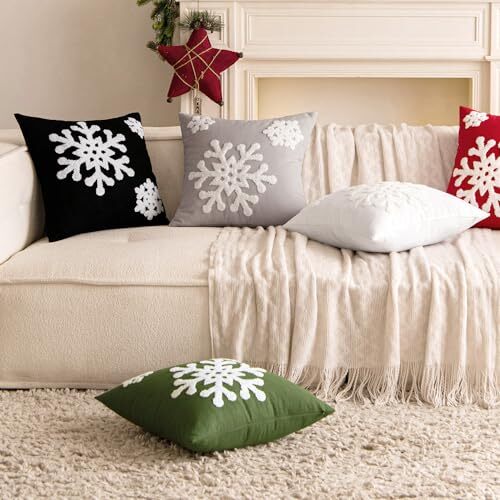 Pack of 2 Christmas Throw Pillow Covers Decorative 20" x 20" (Pack of 2) Black - Picture 5 of 6
