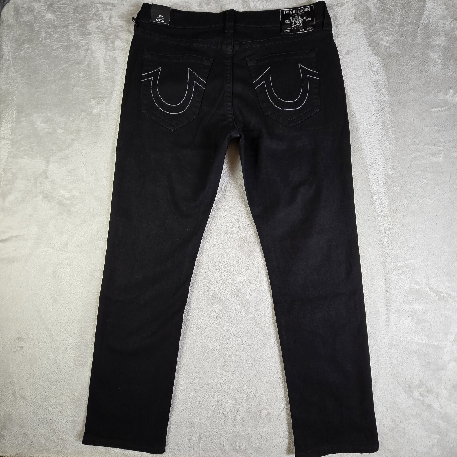 True Religion Geno No Flap SN Relaxed Slim Fit Jeans Men 36x32 Body Rinse Black