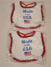 "Made in the USA" Embroidered Bib 2 Pack  Patroitic Flag Unisex 4th of July NEW