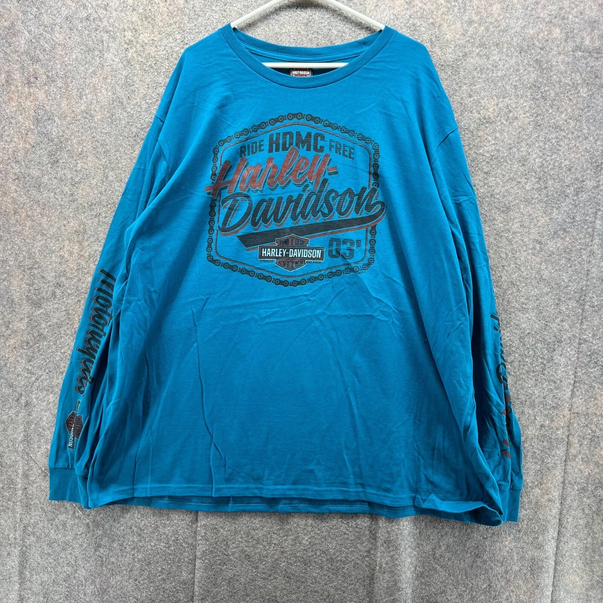 Harley Davidson Shirt Men 4XL Adult Blue Motorcycle Biker Spell