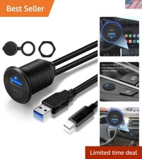 LED Indicator Type C 3.1  USB 3.0 Flush Mount Cable for Cars and Boats - 3 Feet